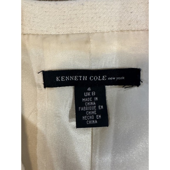 Kenneth Cole Womens Cream Blazer With Silver Shimmer Wool Blend Lined Size 4 VTG - Picture 6 of 13